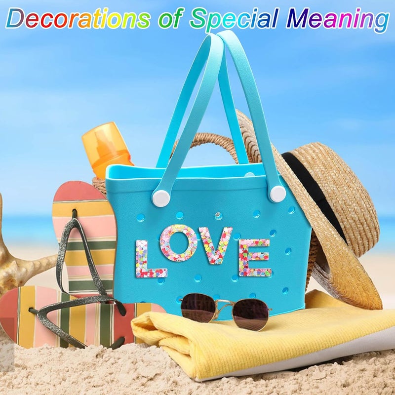 HLUWA Letter Charms for Bogg and Simply Southern Bags - Alphabet Sequin Lettering Accessories, Insert Decorative Letters for Handbag, Beach Tote - Image 3